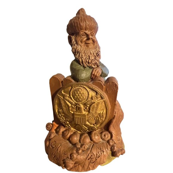 Vintage 2 Tom Clark Gnome Figurines Flyboy GI Army 1991 Pecan Resign Estate 4.75 - Picture 7 of 10